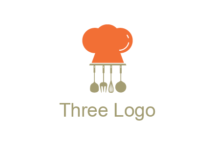 kitchen tools under chef cap logo