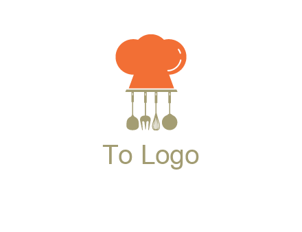 kitchen tools under chef cap logo
