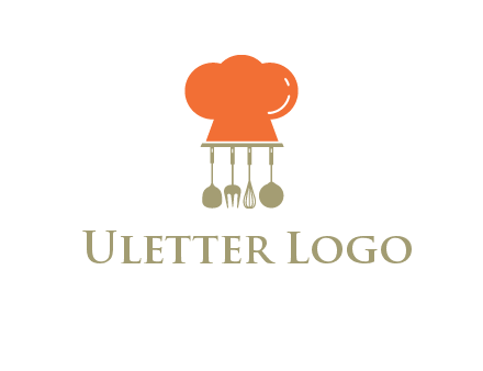 kitchen tools under chef cap logo