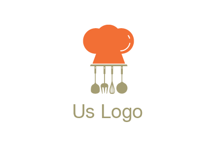 kitchen tools under chef cap logo