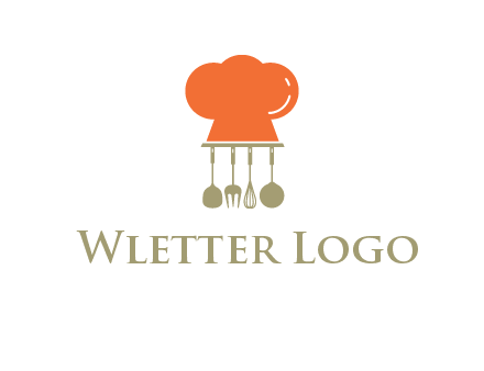 kitchen tools under chef cap logo