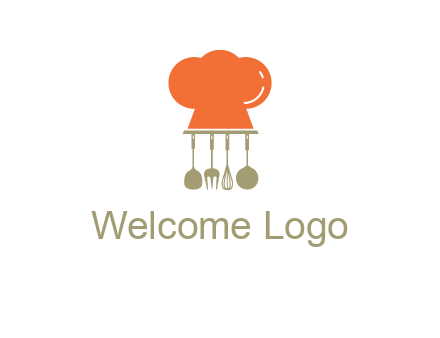 kitchen tools under chef cap logo