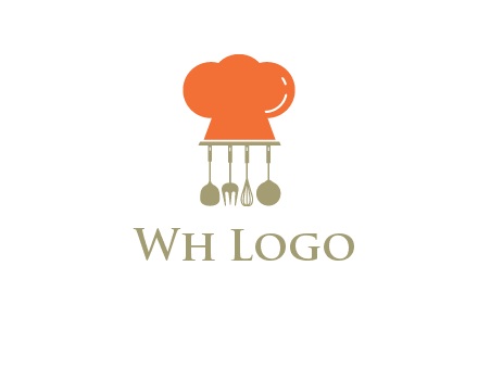 kitchen tools under chef cap logo
