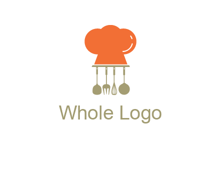 kitchen tools under chef cap logo