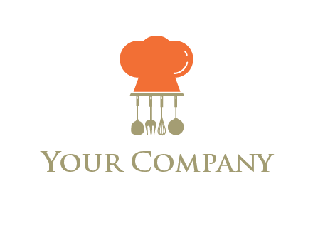 kitchen tools under chef cap logo