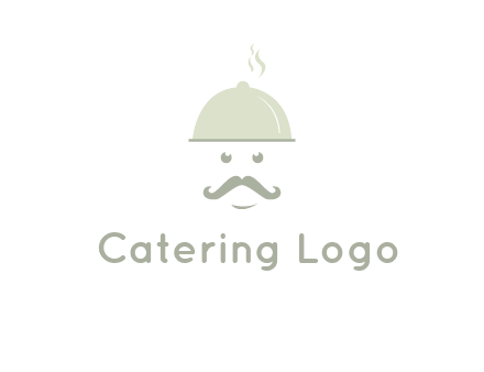 chef with dish and mustache logo