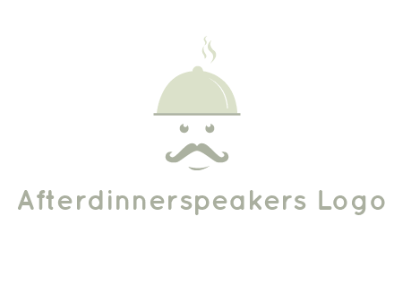 chef with dish and mustache logo