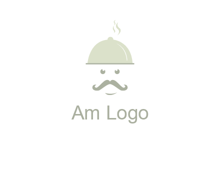 chef with dish and mustache logo