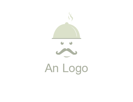 chef with dish and mustache logo