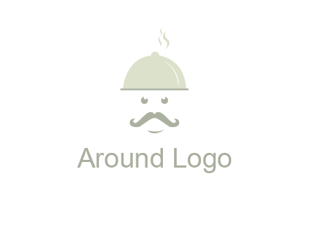 chef with dish and mustache logo