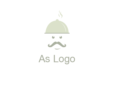 chef with dish and mustache logo