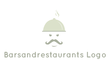 chef with dish and mustache logo