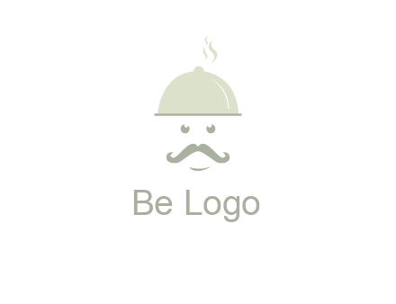 chef with dish and mustache logo