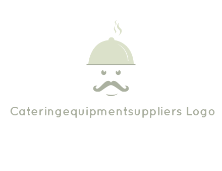 chef with dish and mustache logo