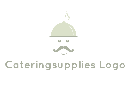 chef with dish and mustache logo