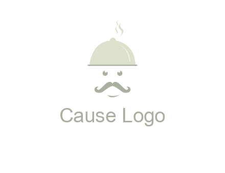 chef with dish and mustache logo