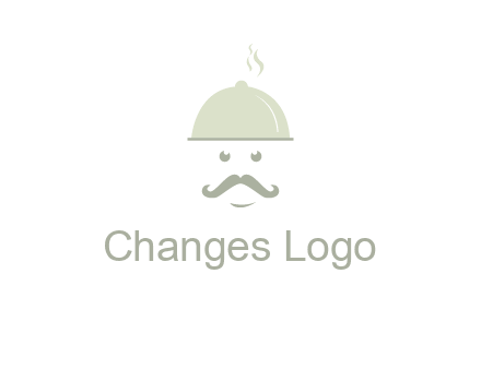 chef with dish and mustache logo