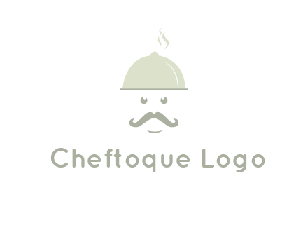 chef with dish and mustache logo
