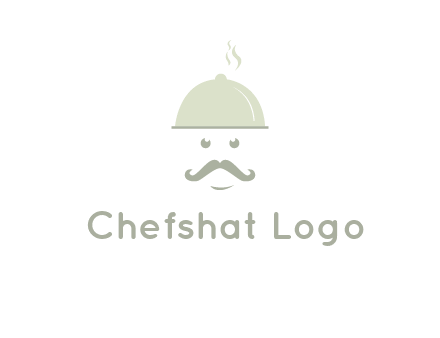 chef with dish and mustache logo