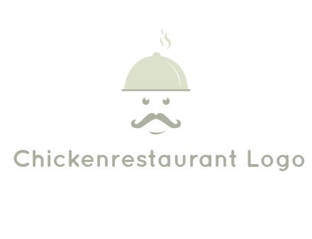 chef with dish and mustache logo