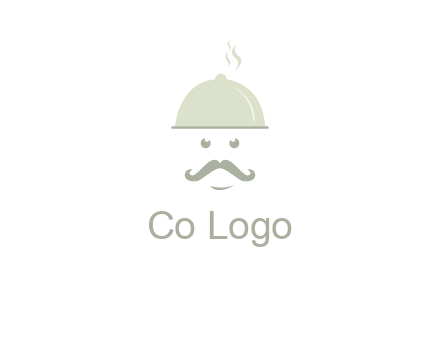chef with dish and mustache logo