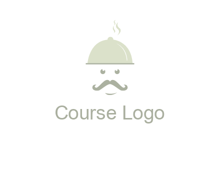 chef with dish and mustache logo