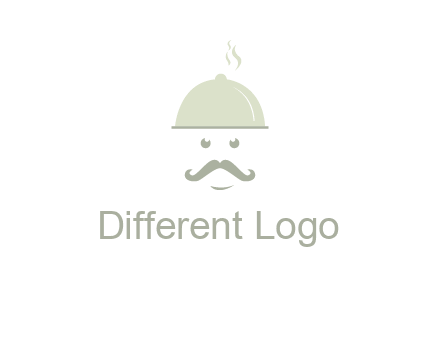chef with dish and mustache logo