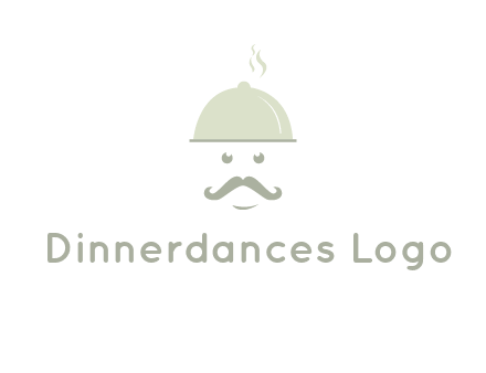 chef with dish and mustache logo