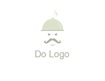 chef with dish and mustache logo