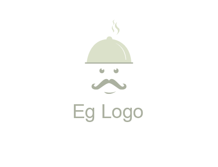 chef with dish and mustache logo