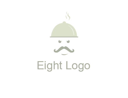 chef with dish and mustache logo