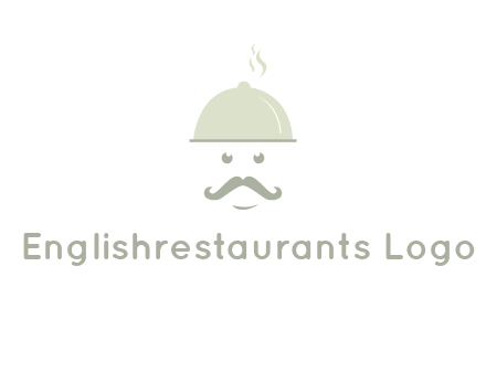 chef with dish and mustache logo