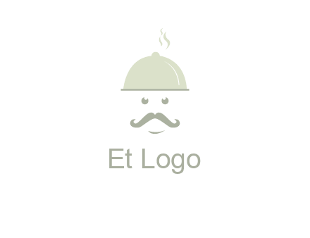 chef with dish and mustache logo