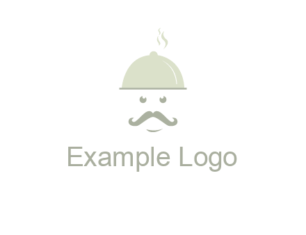chef with dish and mustache logo