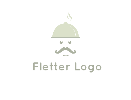 chef with dish and mustache logo