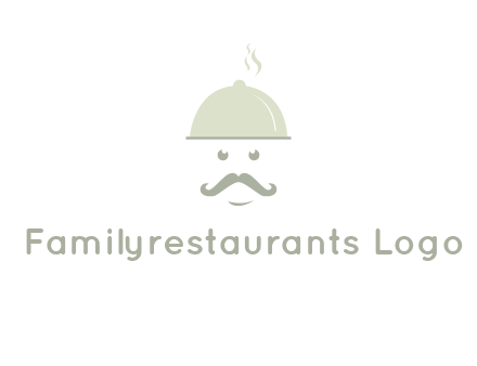 chef with dish and mustache logo