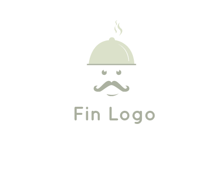 chef with dish and mustache logo