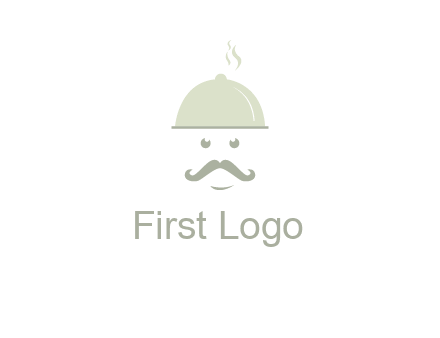 chef with dish and mustache logo