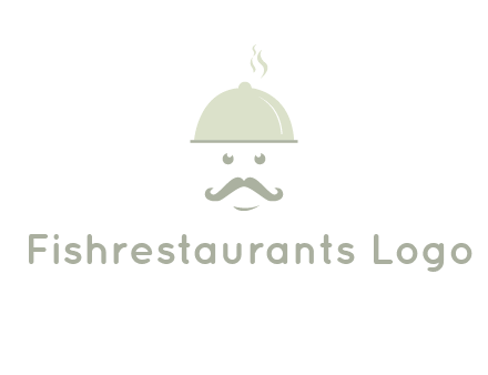 chef with dish and mustache logo