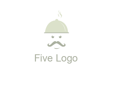 chef with dish and mustache logo