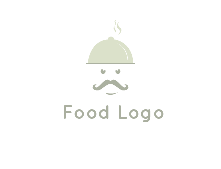 chef with dish and mustache logo