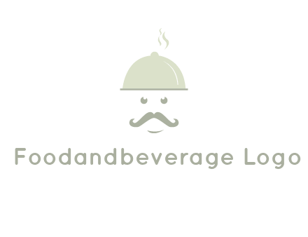 chef with dish and mustache logo