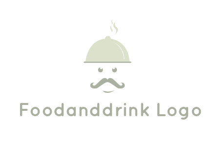 chef with dish and mustache logo
