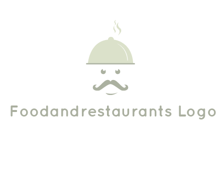 chef with dish and mustache logo