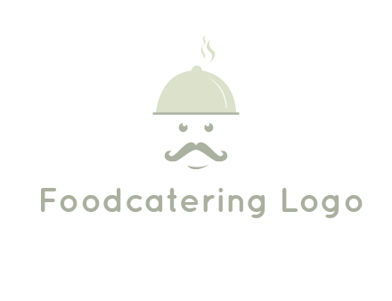 chef with dish and mustache logo