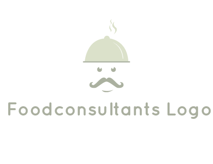 chef with dish and mustache logo