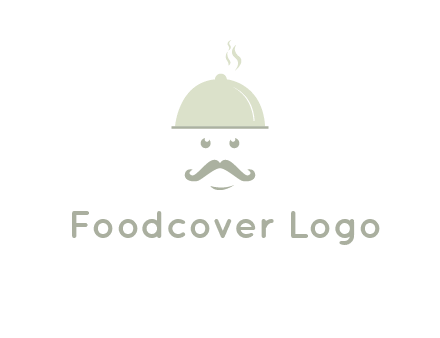 chef with dish and mustache logo
