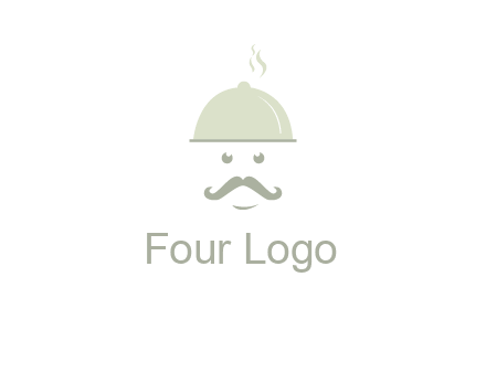 chef with dish and mustache logo