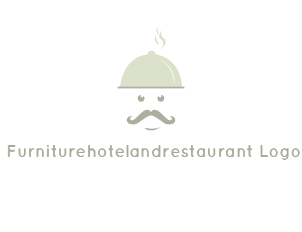 chef with dish and mustache logo