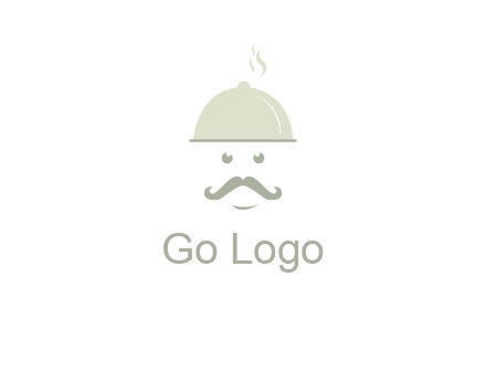 chef with dish and mustache logo